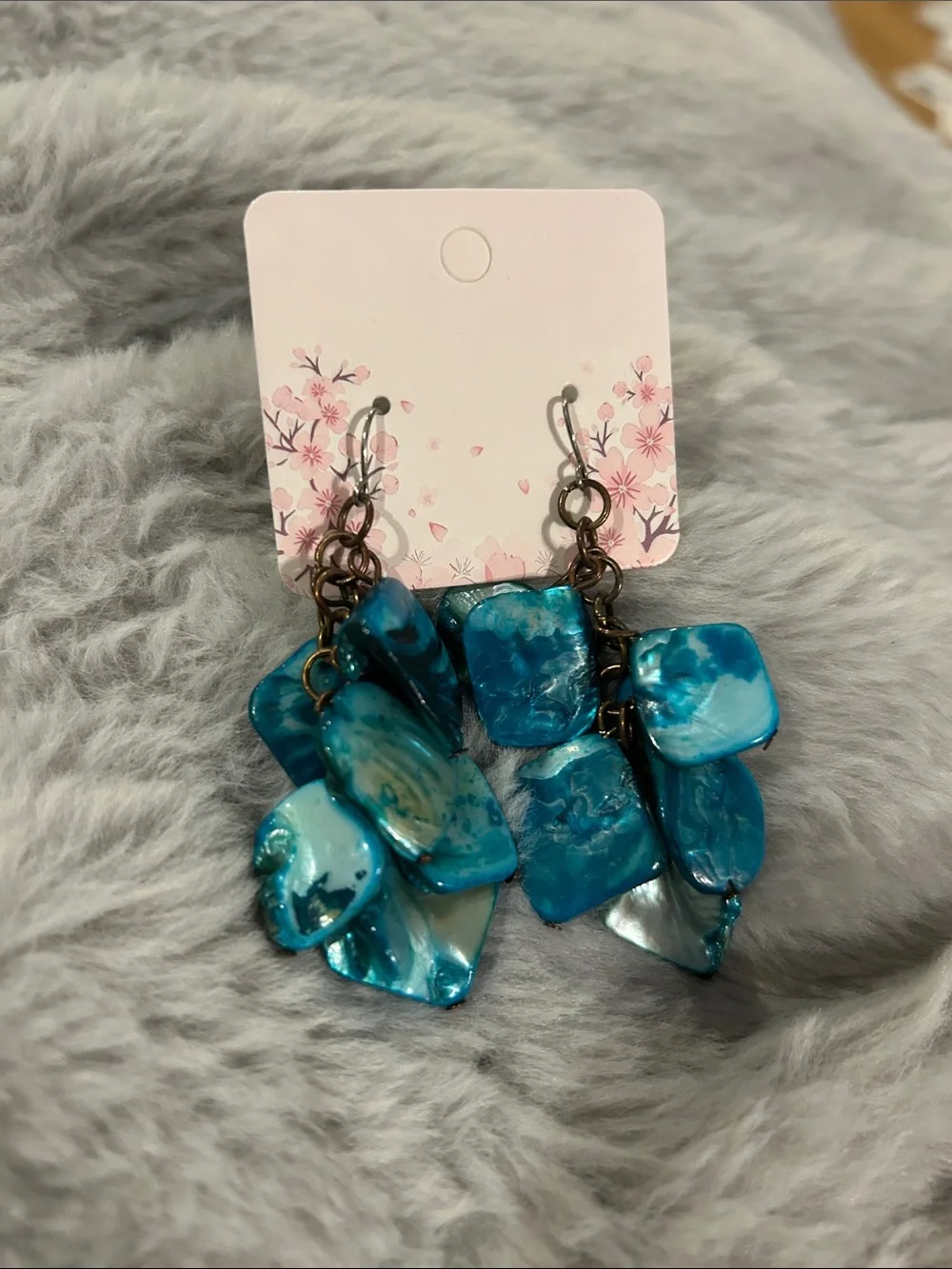 Blue Shell Cluster Drop Earrings - Brand